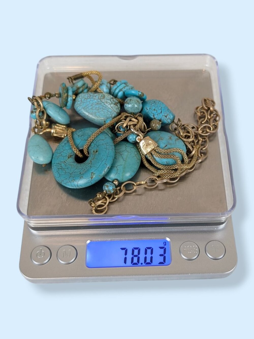 Asymmetrical Bohemian Faux Turquoise Necklace - Picture 5 of 5